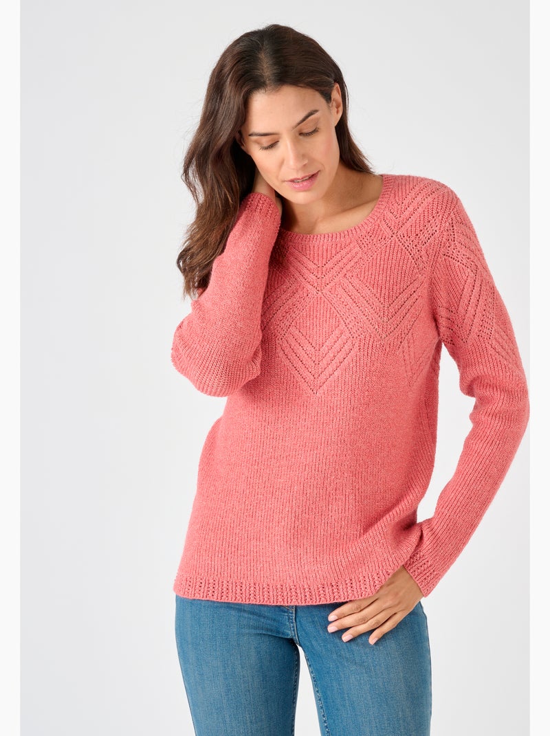 Pull maille fantaisie Thermolactyl - Damart Rose - Kiabi