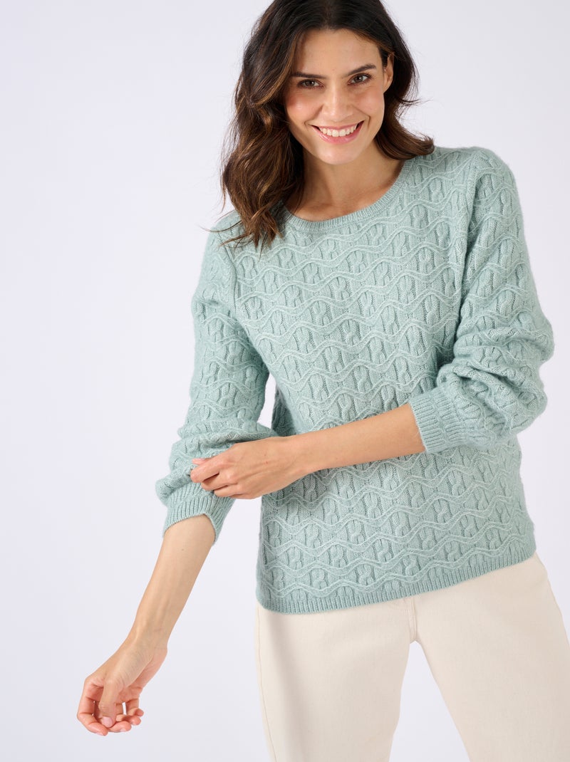 Pull maille fantaisie Thermolactyl - Damart Vert anis - Kiabi