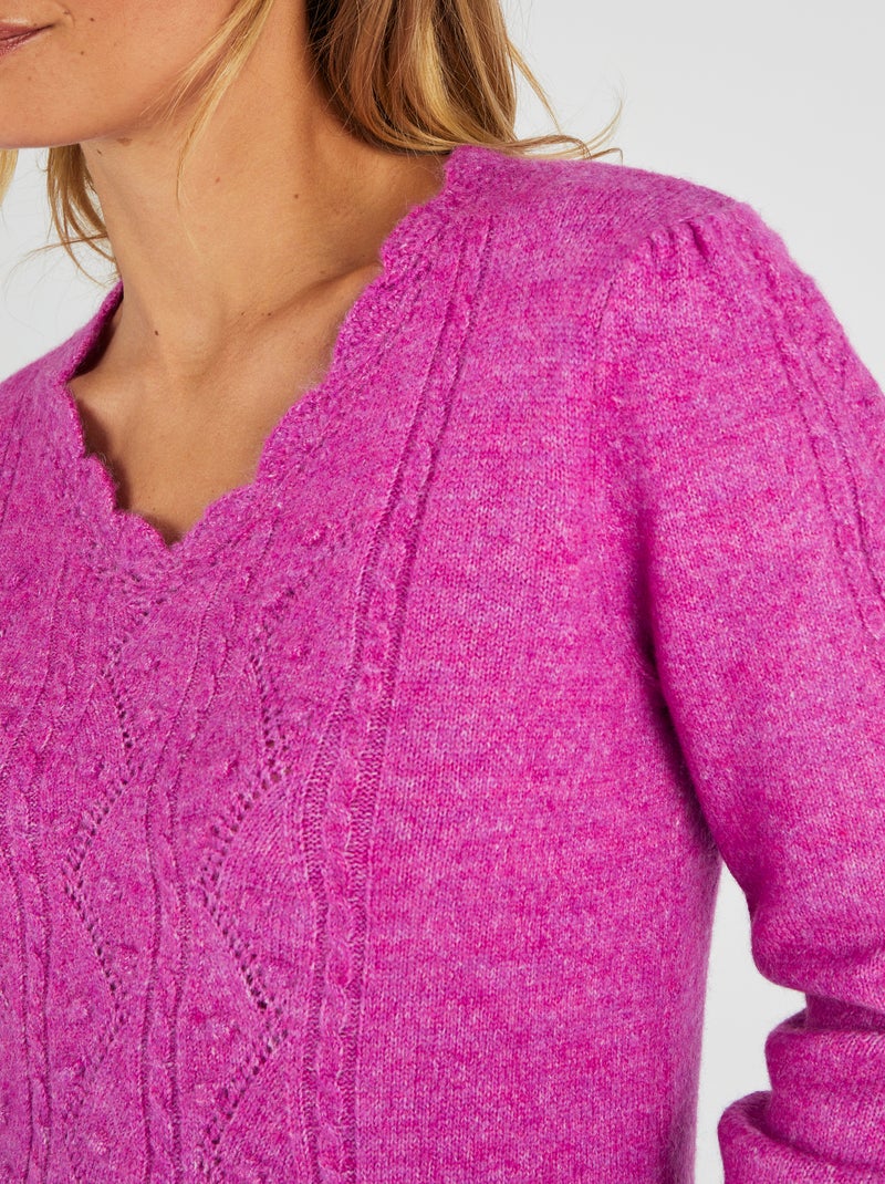 Pull maille fantaisie Thermolactyl - Damart Violet - Kiabi
