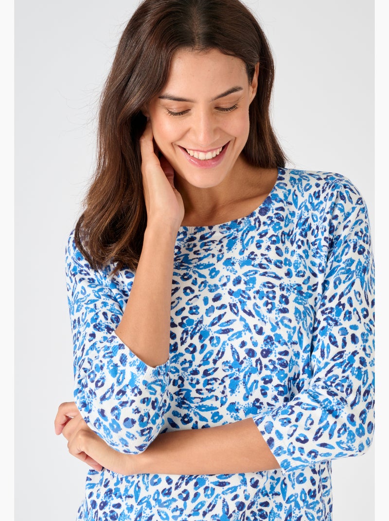 Pull maille fine - Damart Bleu - Kiabi