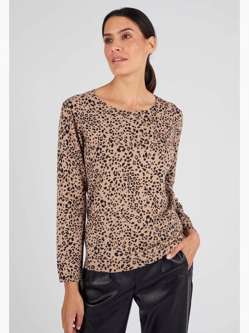 Pull maille fine - Damart Marron - Kiabi