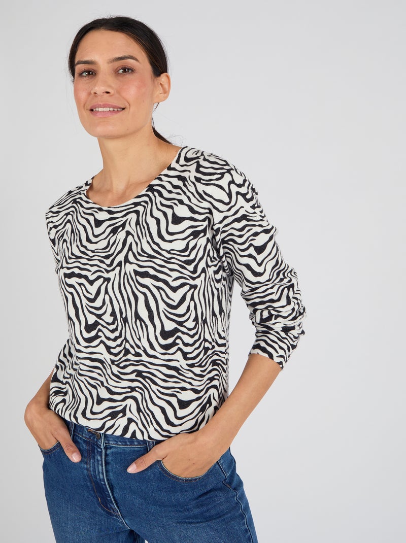 Pull maille fine - Damart Noir - Kiabi
