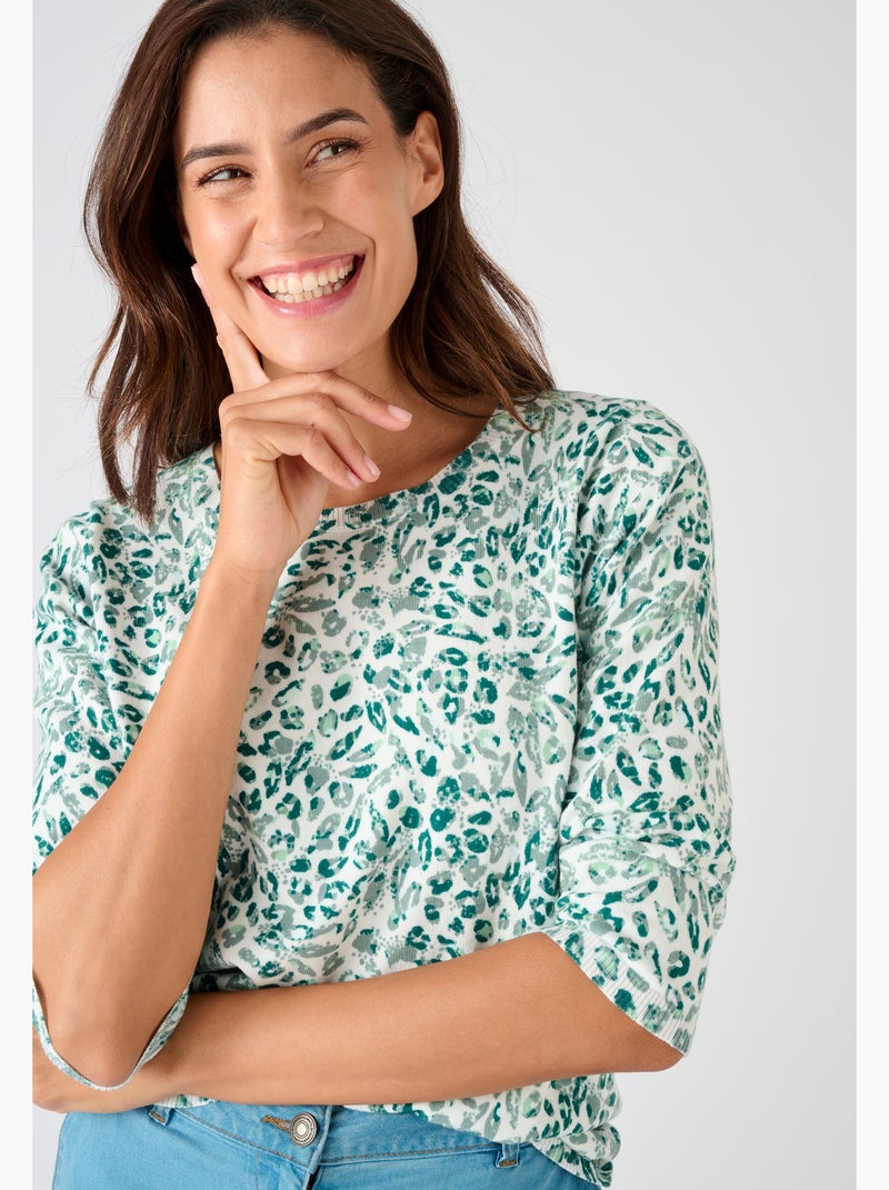 Pull maille fine - Damart Vert - Kiabi