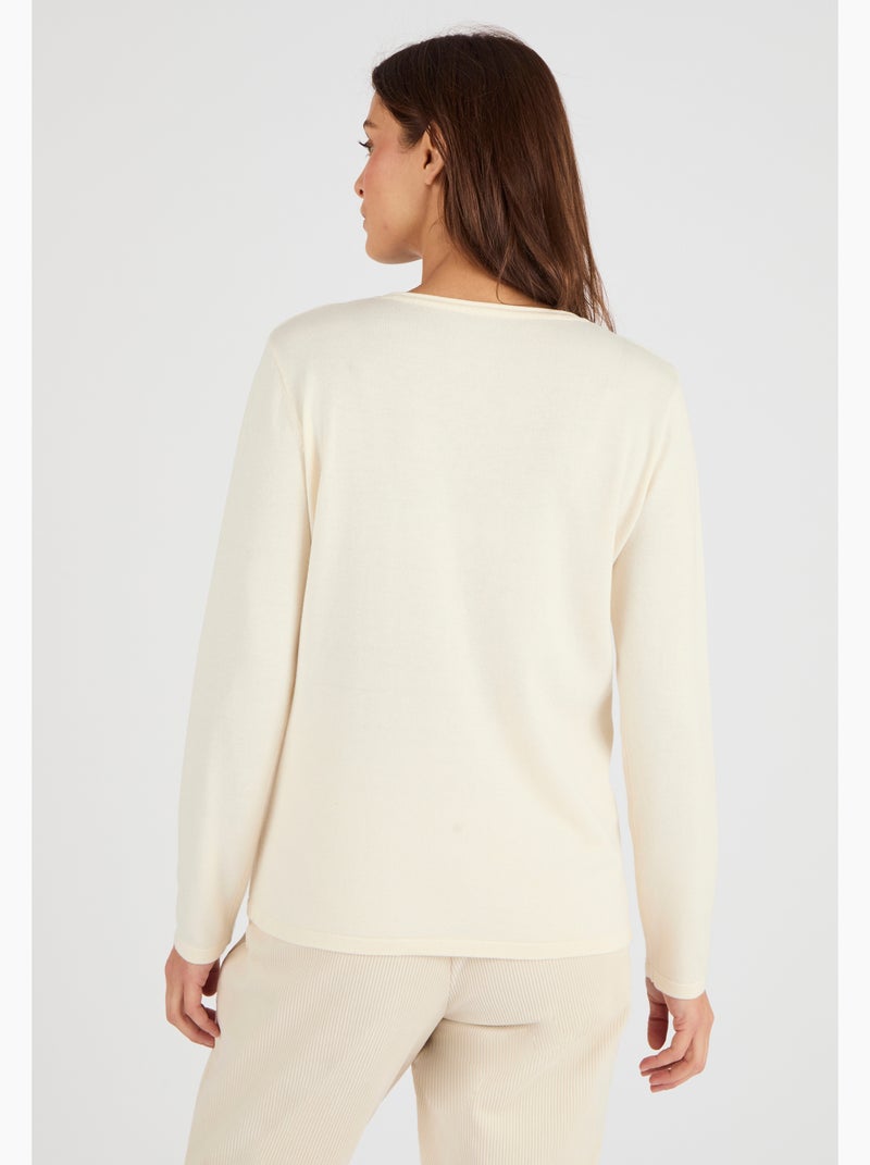 Pull maille fine à clous - Damart Marron - Kiabi