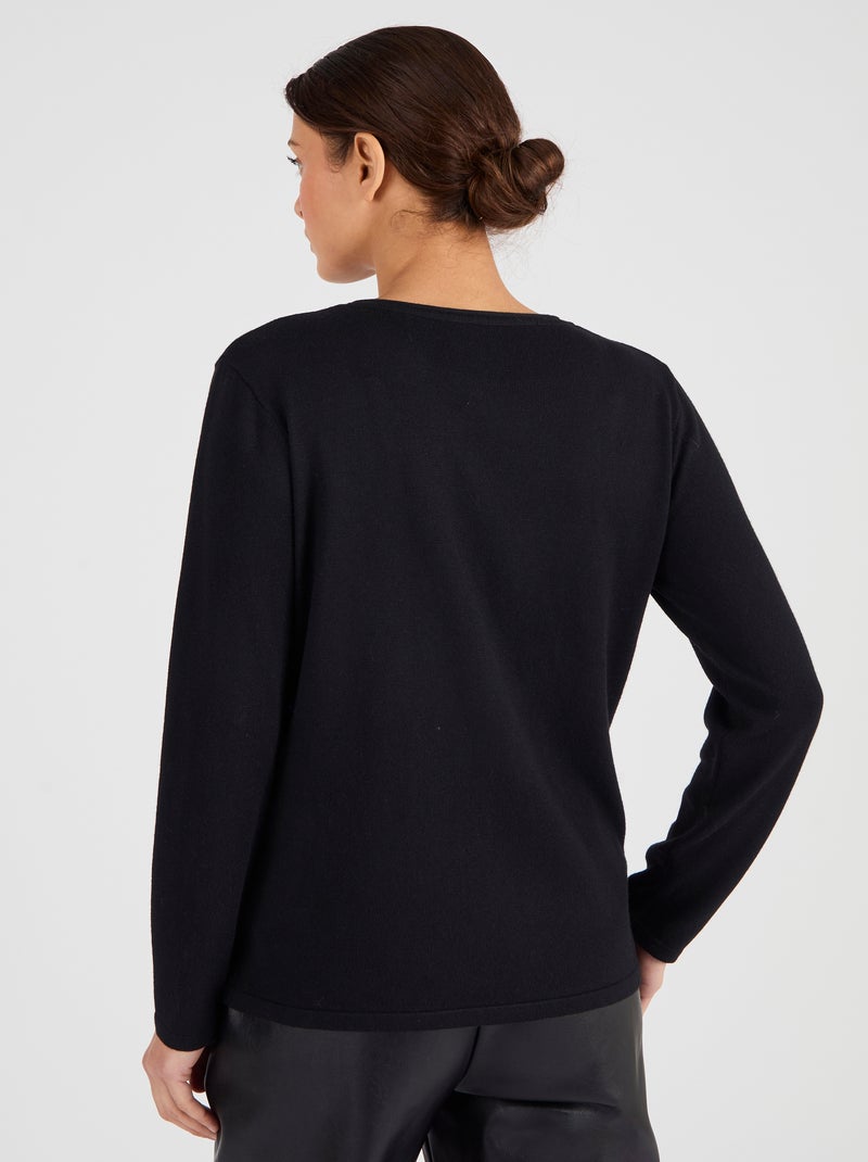 Pull maille fine à clous - Damart Noir - Kiabi