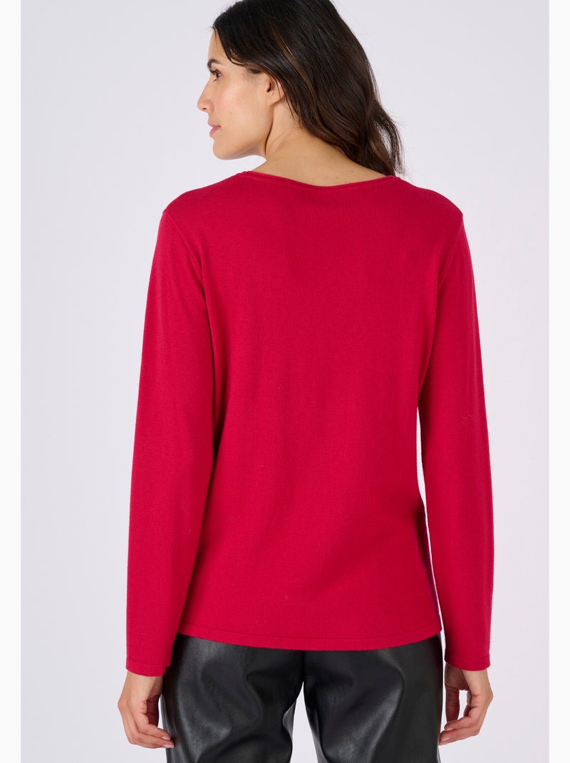 Pull maille fine à clous - Damart Rouge - Kiabi