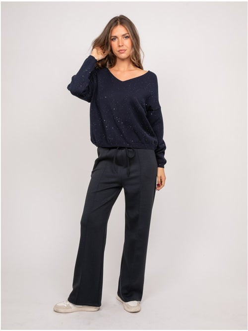 Pull maille fine col v paillettes koraka - Kiabi Pull maille fine col v paillettes koraka - Kiabi