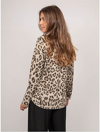 Pull maille fine imprimé léopard farenza