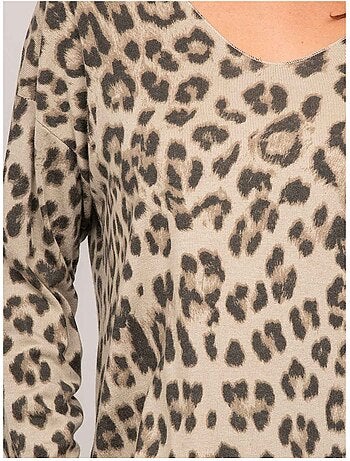 Pull maille fine imprimé léopard farenza