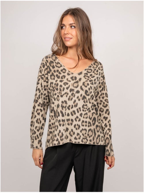 Pull maille fine imprimé léopard farenza - Kiabi Pull maille fine imprimé léopard farenza - Kiabi