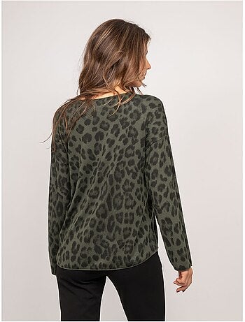 Pull maille fine imprimé léopard farenza