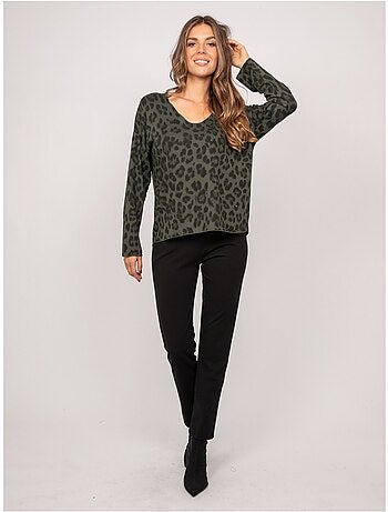 Pull maille fine imprimé léopard farenza
