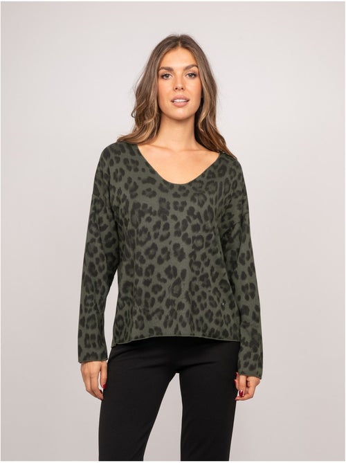 Pull maille fine imprimé léopard farenza - Kiabi