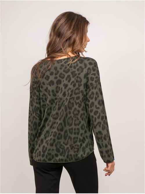 Pull maille fine imprimé léopard farenza - Kiabi