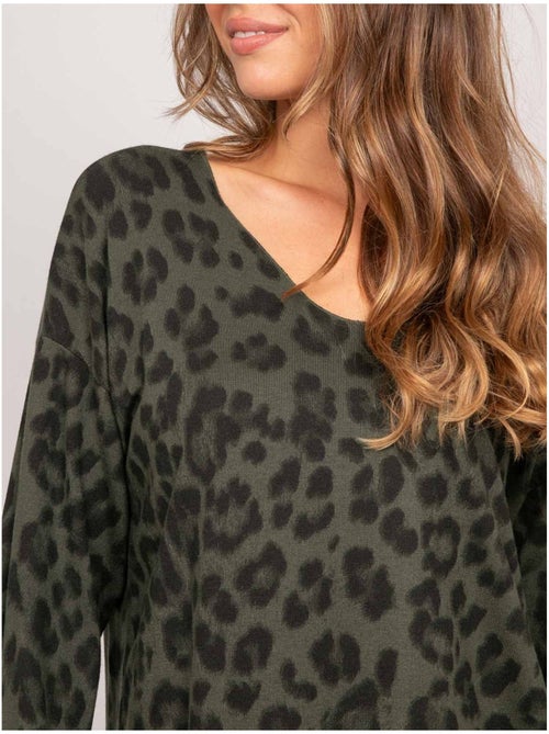 Pull maille fine imprimé léopard farenza - Kiabi