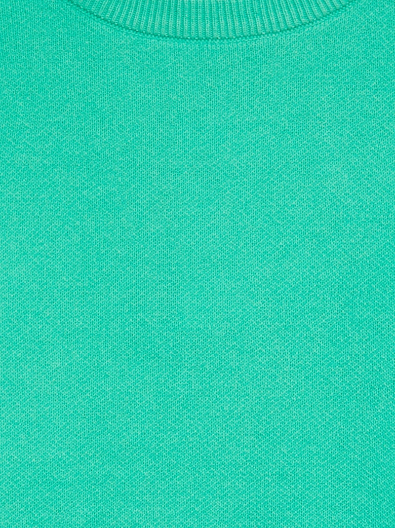 Pull maille fine jauge couleur uni Vert - Kiabi