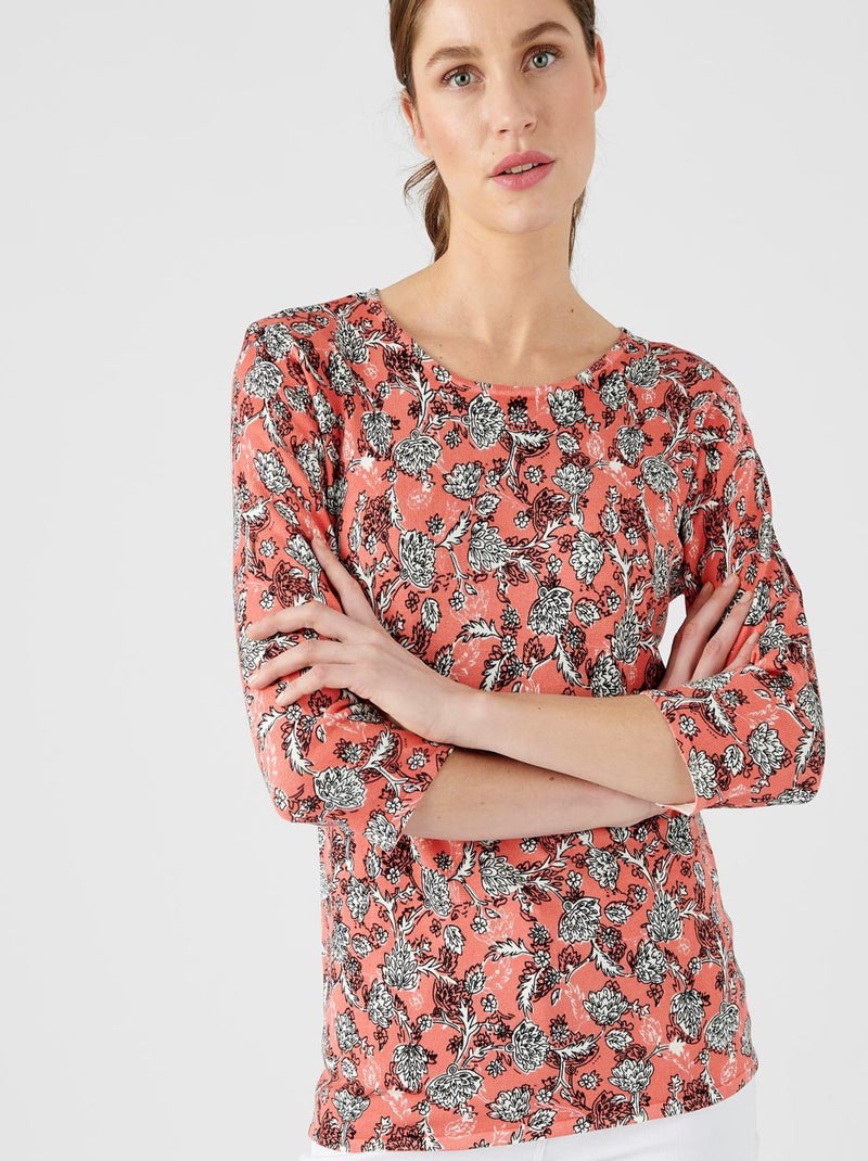 Pull maille fine manches 3/4 - damart Rose - Kiabi