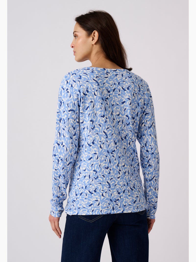 Pull maille fine uni ou imprimé - damart Bleu marine - Kiabi