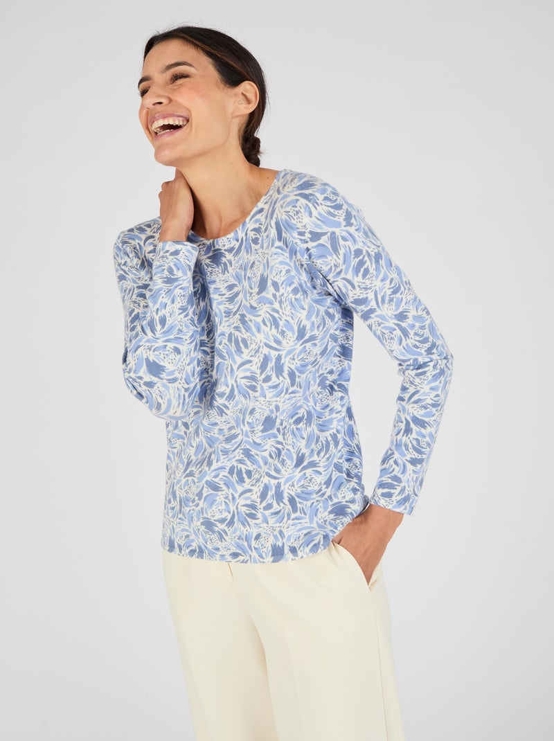 Pull maille fine uni ou imprimé - Damart Crème - Kiabi