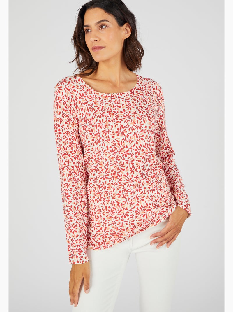 Pull maille fine uni ou imprimé - Damart Orange - Kiabi