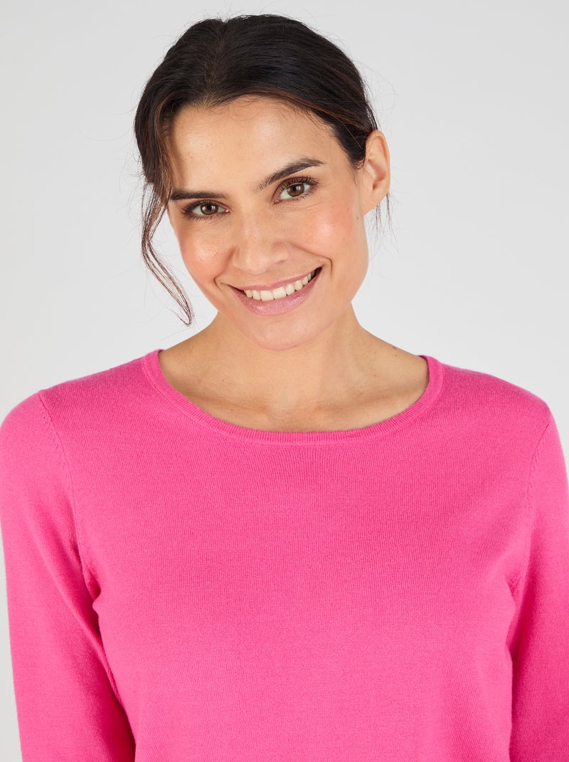 Pull maille fine uni ou imprimé - Damart Rose fushia - Kiabi