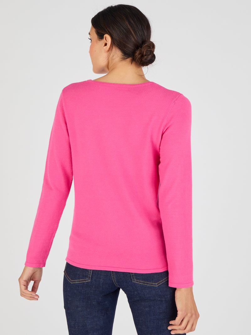 Pull maille fine uni ou imprimé - Damart Rose fushia - Kiabi