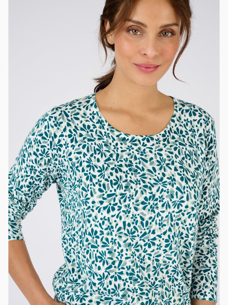 Pull maille fine uni ou imprimé - Damart Vert - Kiabi