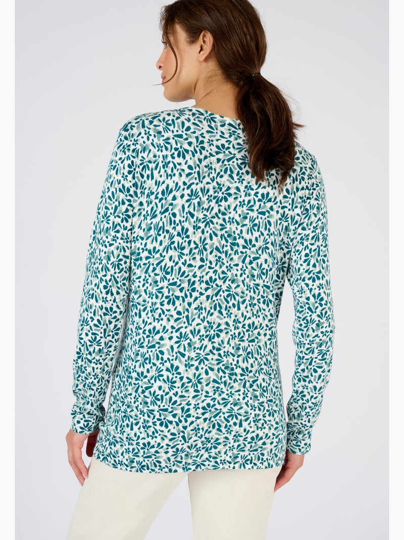 Pull maille fine uni ou imprimé - Damart Vert - Kiabi