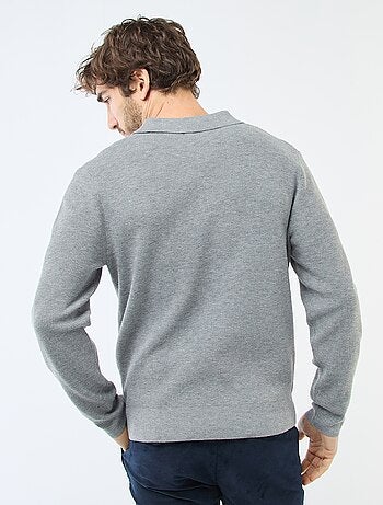 Pull maille gaufrée à col polo