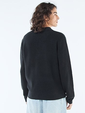 Pull maille gaufrée à col polo