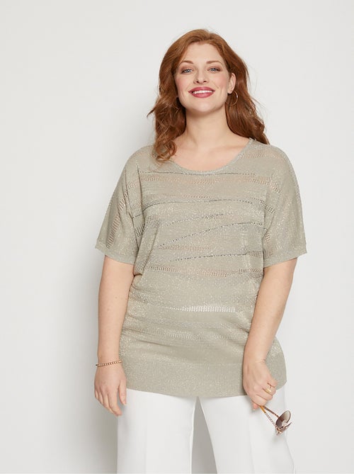 Pull maille irisée ajourée avec strass - Afibel - Kiabi