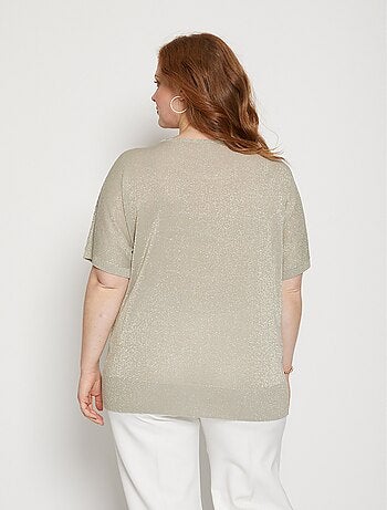 Pull maille irisée ajourée avec strass
