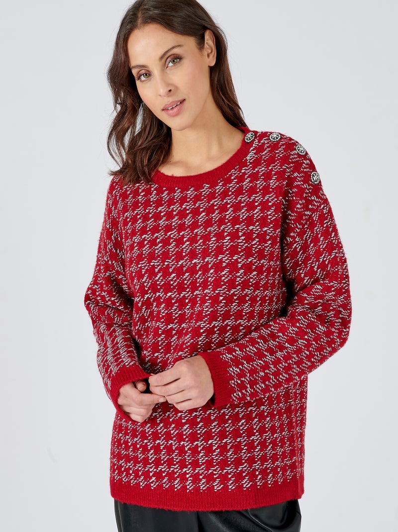 Pull maille jacquard - Damart Rouge - Kiabi