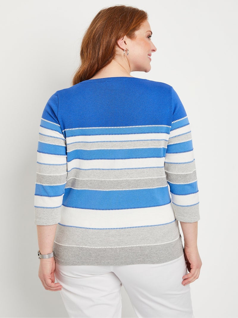 Pull maille jacquard fantaisie - Afibel Bleu - Kiabi