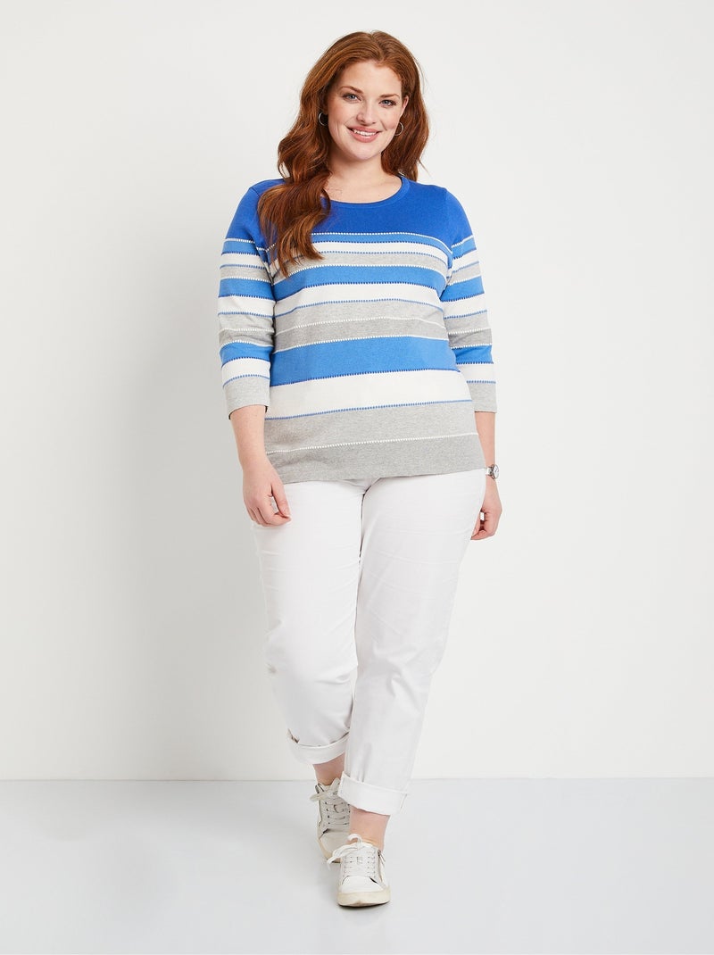Pull maille jacquard fantaisie - Afibel Bleu - Kiabi