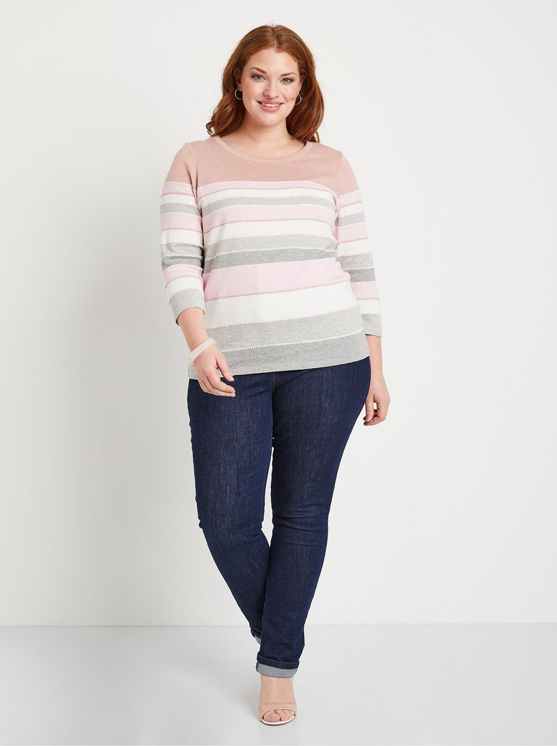 Pull maille jacquard fantaisie - Afibel Rose - Kiabi