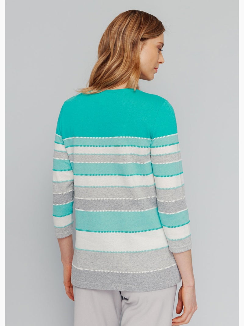 Pull maille jacquard fantaisie - Afibel Vert - Kiabi