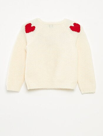 Pull maille jacquard motifs coeurs