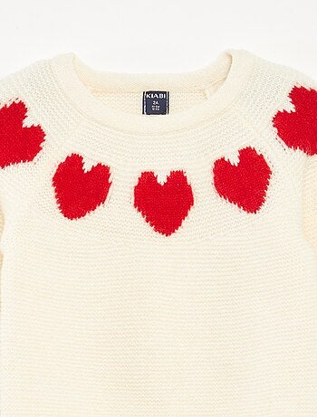 Pull maille jacquard motifs coeurs