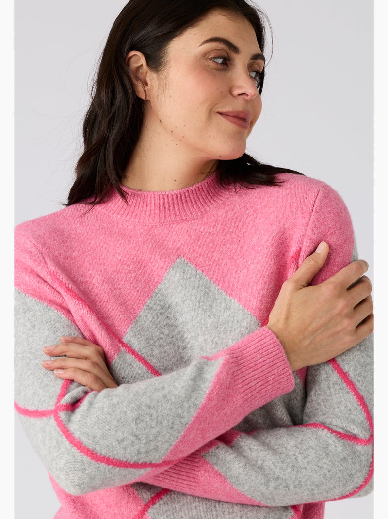 Pull maille jacquard Thermolactyl - Damart Rose - Kiabi