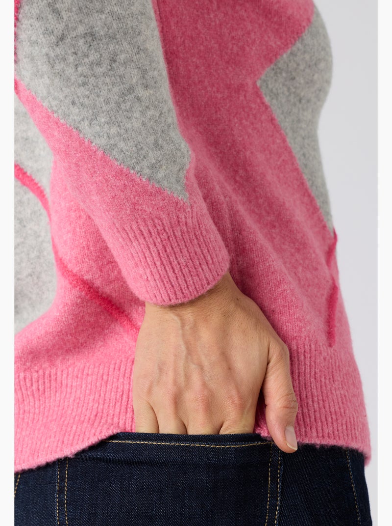 Pull maille jacquard Thermolactyl - Damart Rose - Kiabi