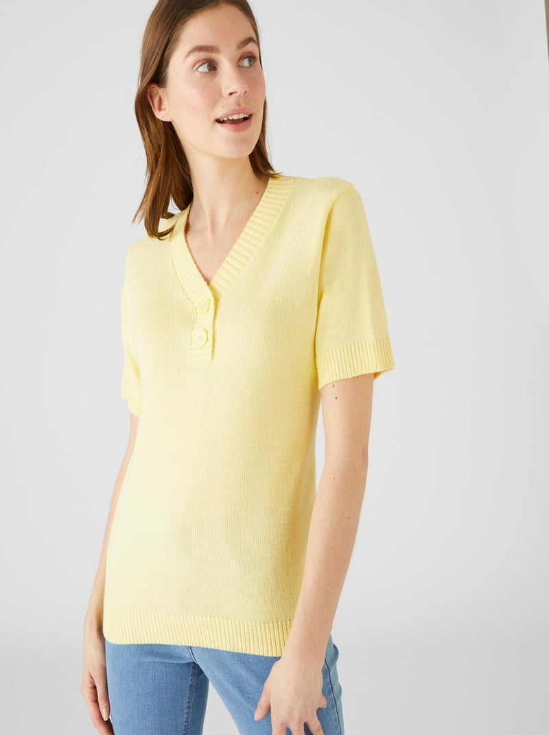 Pull maille jersey souple et douce - Damart Jaune pâle - Kiabi