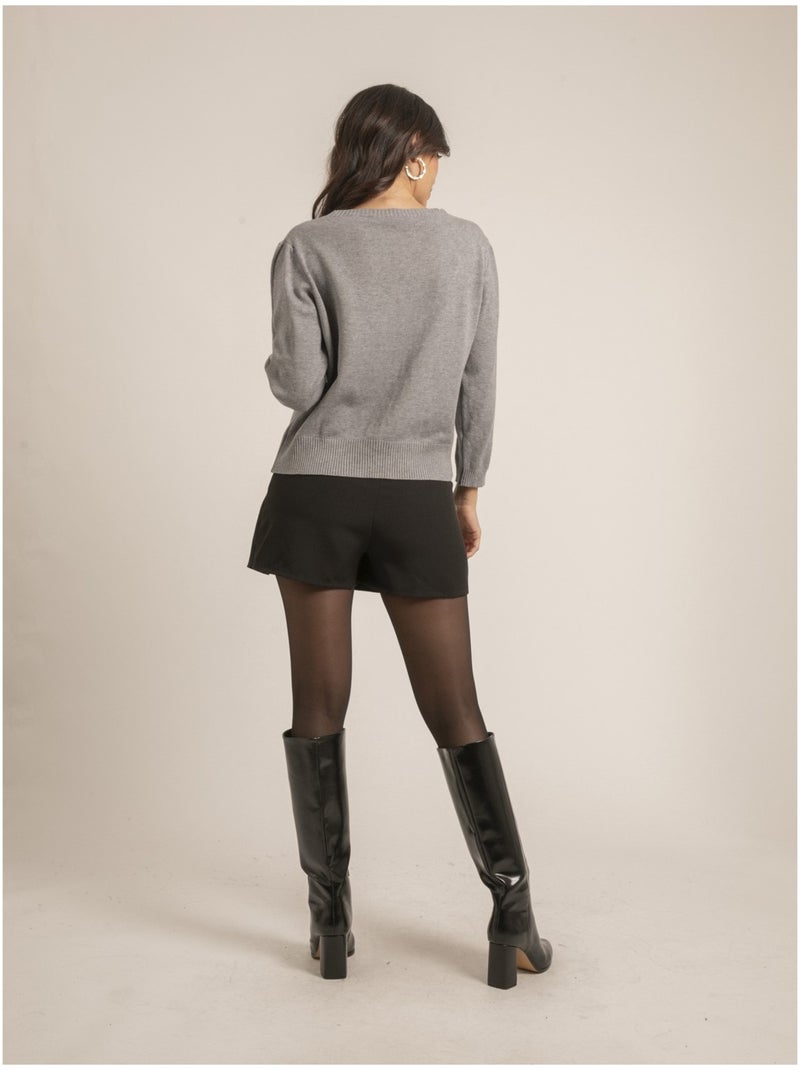 Pull maille KAORI Gris chiné - Kiabi