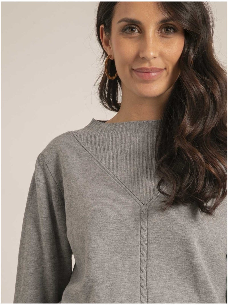 Pull maille KAORI Gris chiné - Kiabi