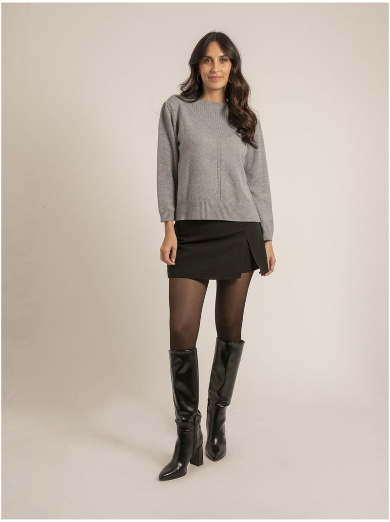 Pull maille KAORI Gris chiné - Kiabi
