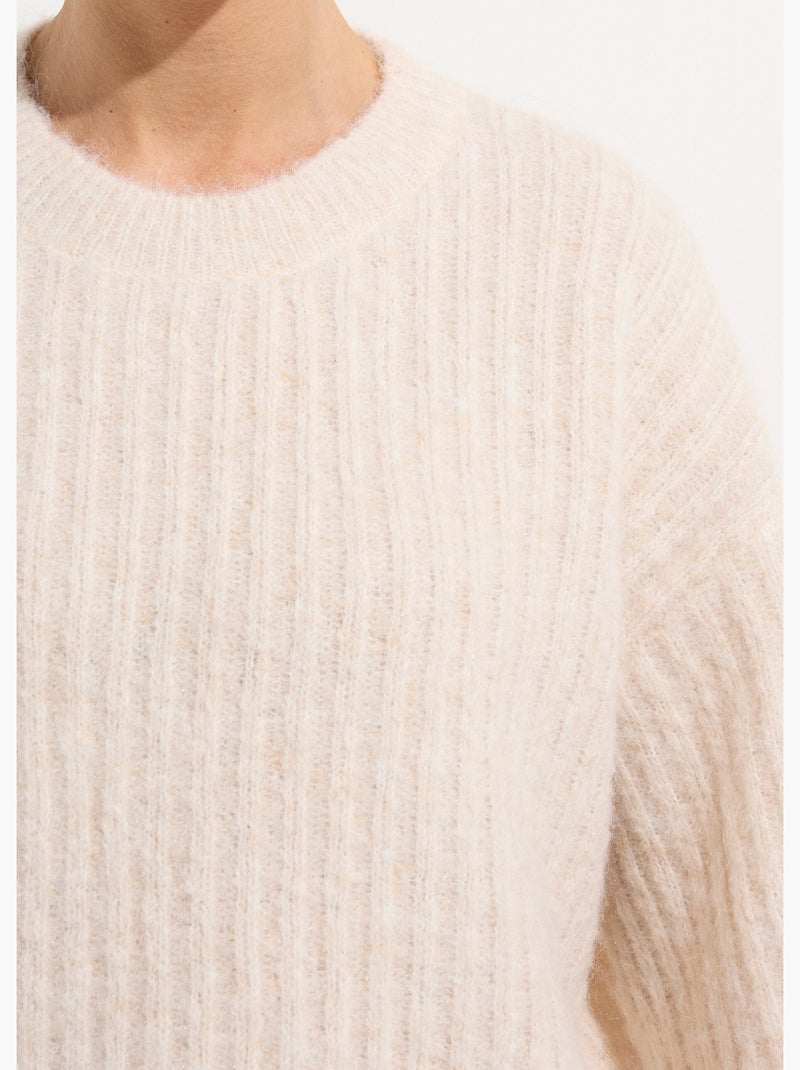 Pull maille loose, manches bouffantes - AFIBEL Beige - Kiabi