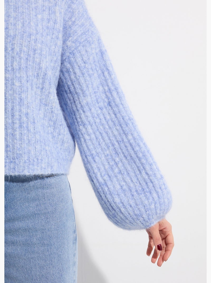 Pull maille loose, manches bouffantes - AFIBEL Bleu - Kiabi