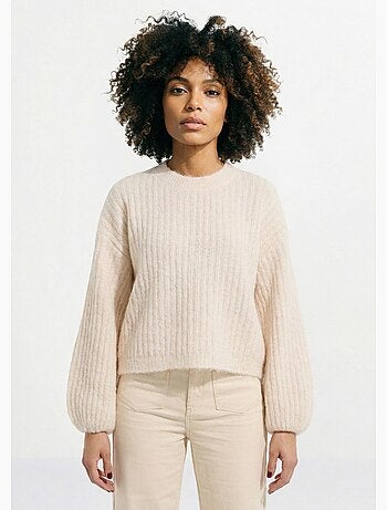 Pull maille loose, manches bouffantes