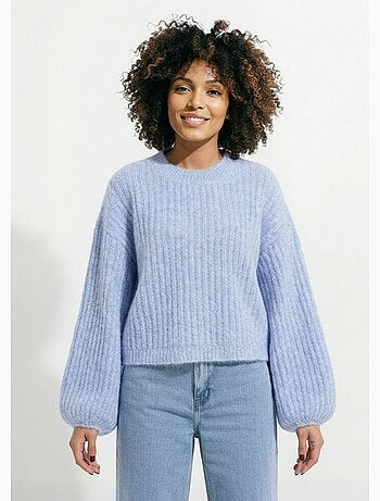 Pull maille loose, manches bouffantes