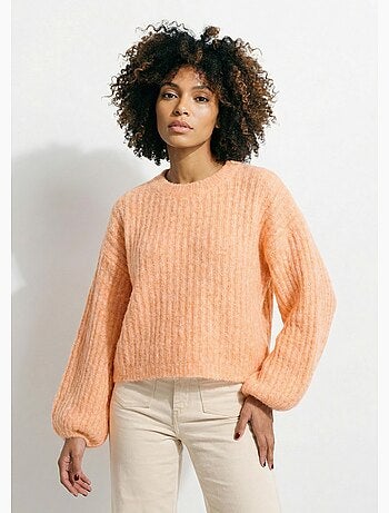 Pull maille loose, manches bouffantes